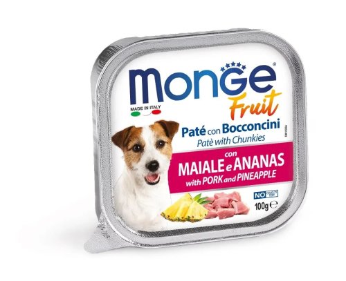 Вологий корм Monge Dog FRUIT для собак зі свининою та ананасом - 100 г