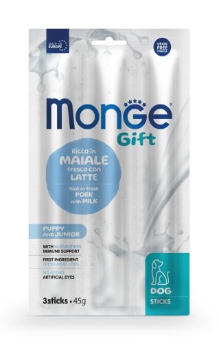 Ласощі Gift Monge Gift Dog Puppy and Junior свинина з молоком - 45 г