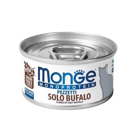 Вологий корм Monge Cat MONOPROTEIN для котів м'ясні пластівці буйвол - 80 г