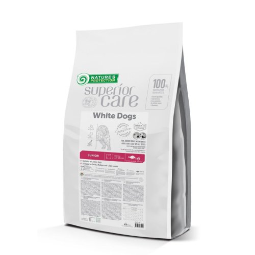 Сухий корм Nature's Protection Dog SC Whites White Fish Junior All Sizes для цуценят та юніорів усіх порід Біла Шерсть з Білою Рибою - 10 кг