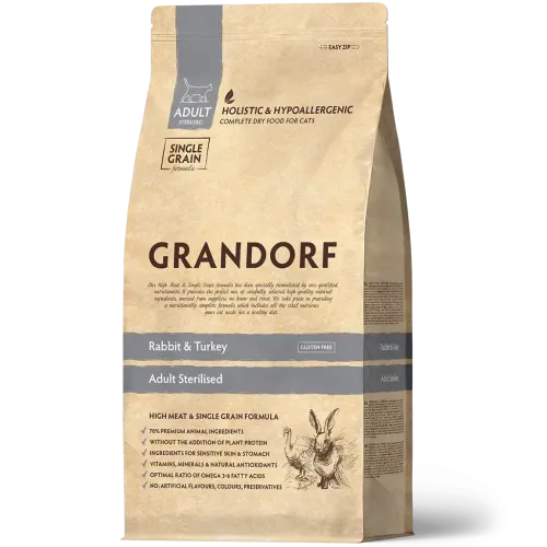 Сухий корм Grandorf Cat Sterilized Rabbit & Turkey кролик та індичка для стерилізованих котів - 400 г