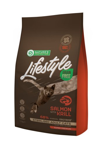 Сухий корм Nature's Protection Cat Lifestyle Grain Free Sterilised Adult (Salmon with krill) для стерилізованих котів з Лососем - 1.5 кг