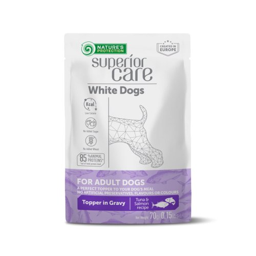 Вологий корм Nature's Protection Dog SC White Dogs Adult All Breeds With Tuna And Salmon для собак пауч біла шерсть - 70 г