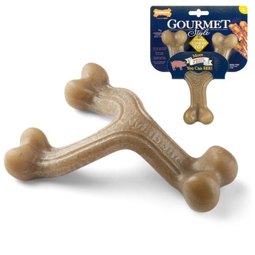 Іграшка жувальна Nylabone Gourmet Wishbone Bacon ГУРМЕ ПОТРІЙНА для собак смак бекону - L