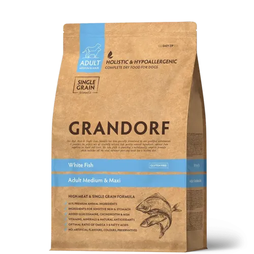 Сухий корм Grandorf Dog Medium & Maxi White Fish для собак для середніх та крупних порід риба - 1 кг