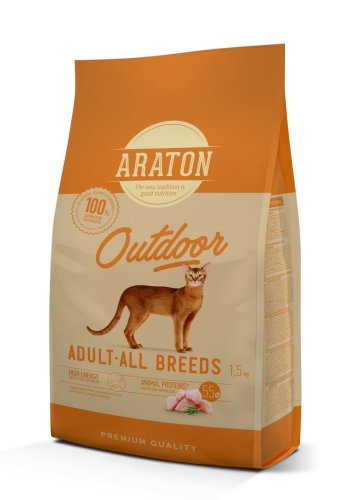 Сухий корм Araton Cat Outdoor Для дорослих Активних котів з Куркою - 15 кг