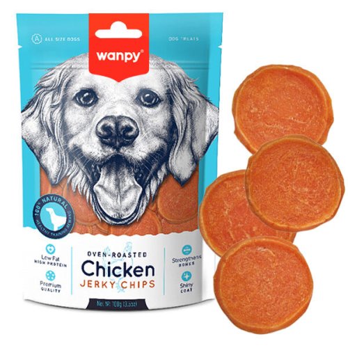 Ласощі Wanpy Dog Chicken Jerky Chips ЧІПСИ КУРЯЧІ В’ЯЛЕНІ для собак - 100 г