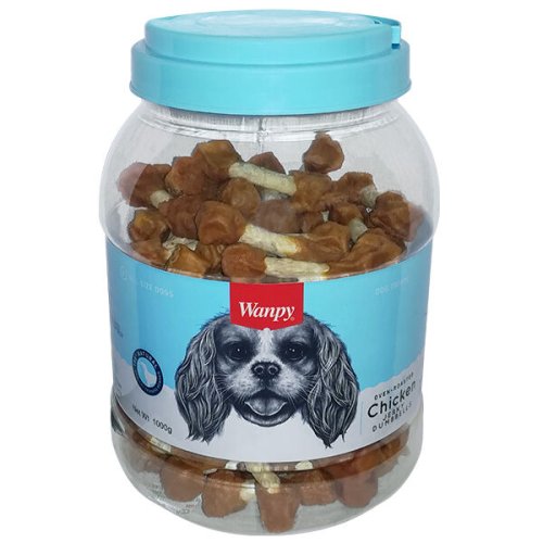 Ласощі Wanpy Dog Chicken Jerky Dumbbells КІСТКА-ГАНТЕЛЬ З В’ЯЛЕНОЮ КУРКОЮ для собак - 1 кг