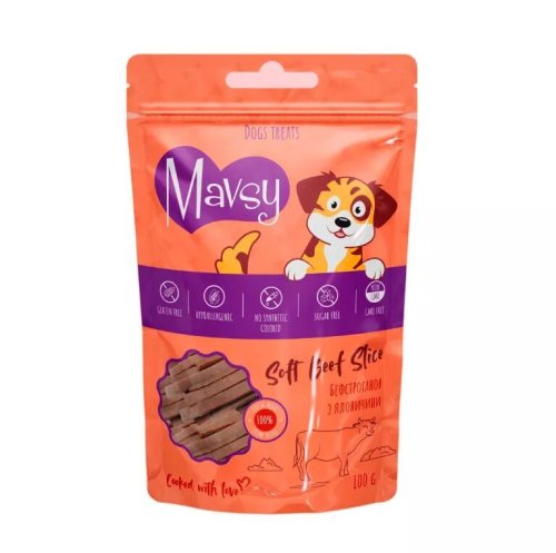 Ласощі Mavsy Soft Beef Slice Бефстроганов з яловичини для собак - 100 г