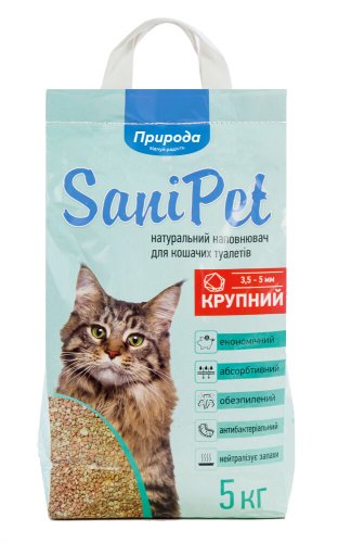 Наповнювач бентоніт Природа Sani Pet велика гранула - 5 кг