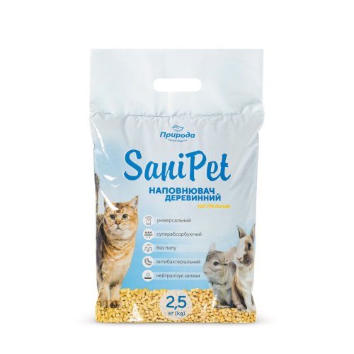 Наповнювач деревинний Природа Sani Pet «Універсальний» для котів - 2.5 кг