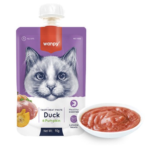 Вологий корм Wanpy Cat Duck & Pumkin крем-пюре КАЧКА З ГАРБУЗОМ для котів - 90 г