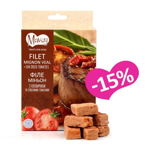 Ласощі Mavsy FD Beef tomato Філе міньон з яловичини з сушеними томатами - 50 г