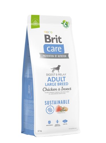 Сухий корм Brit Care Dog Sustainable Adult Large Breed для собак великих порід з куркою та комахами - 12 кг