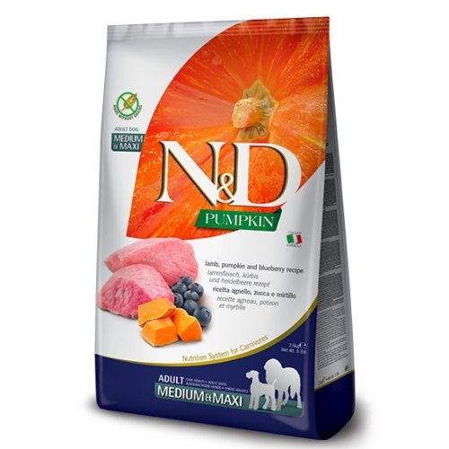Сухий корм Farmina Dog N&D Grain Free Pumpkin Lamb & Blueberry MEDIUM & MAXI для собак середніх та великих порід з ягням - 12 кг