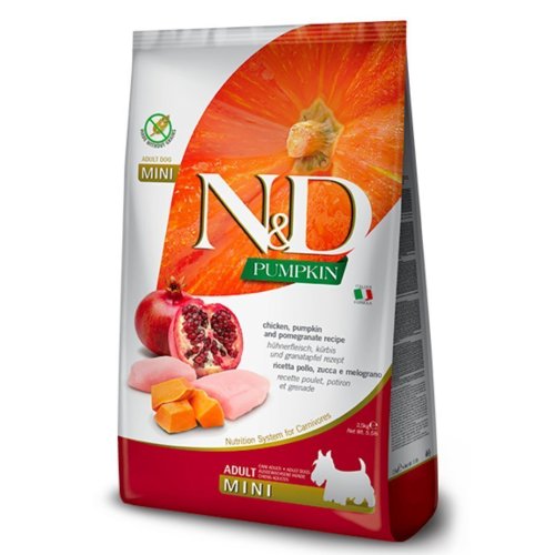 Сухий корм Farmina Dog N&D Grain Free Pumpkin Chicken & Pomegranate MINI для собак дрібних порід з куркою - 2.5 кг