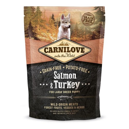 Сухий корм Carnilove Salmon & Turkey для цуценят та молодих собак великих порід лосось та індичка - 1.5 кг