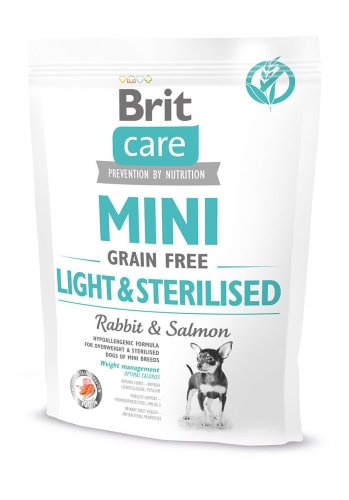 Сухий корм Brit Care GF Mini Light & Sterilised для собак дрібних порід із зайвою вагою або стерилізованих з кроликом та лососем - 2 кг