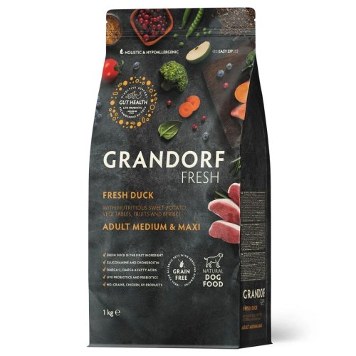 Сухий корм Grandorf Dog Fresh Duck & Sweet Potatoe Medium & Maxi для собак середніх та великих порід з качкою та бататом - 1 кг